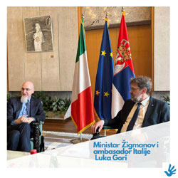  Ministar Tomislav Žigmanov sastao se sa ambasadorom Italije Lukom Gorijem 